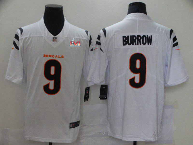 2022 Super Bowl Men Cincinnati Bengals #9 Burrow White Nike Vapor Untouchable Limited 2021 NFL Jersey